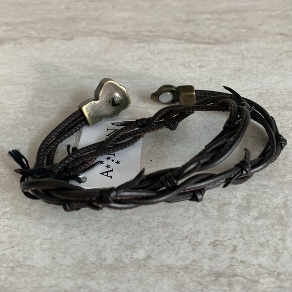 AMEN Passion Brown Leather Bracelet Unisex Double Layer Braid Magnet Lock NWT - Picture 4 of 5